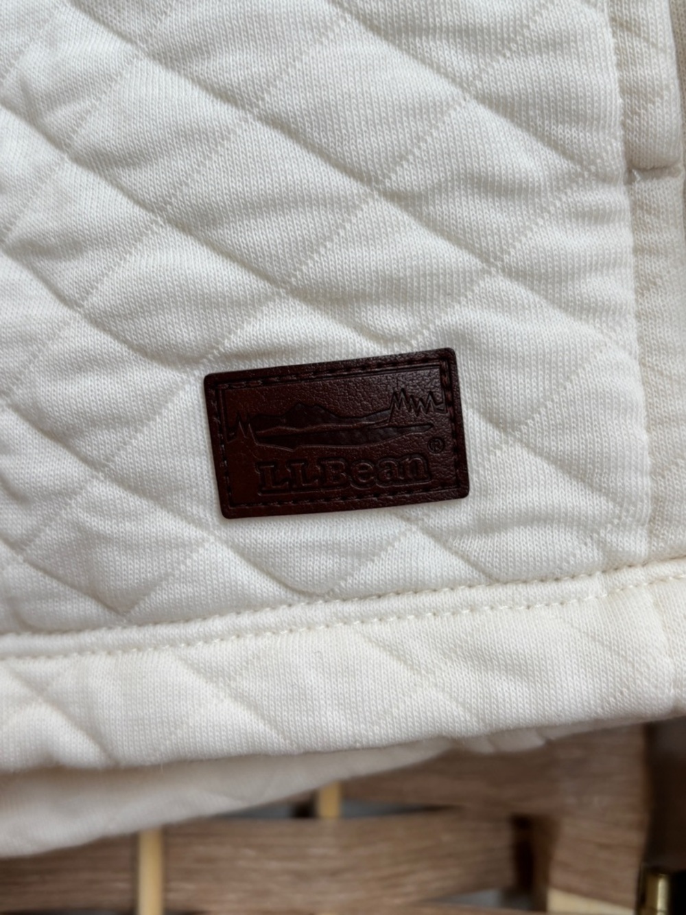 LL Bean Quilted Cream Pullover Sweater - Picture 4 of 5